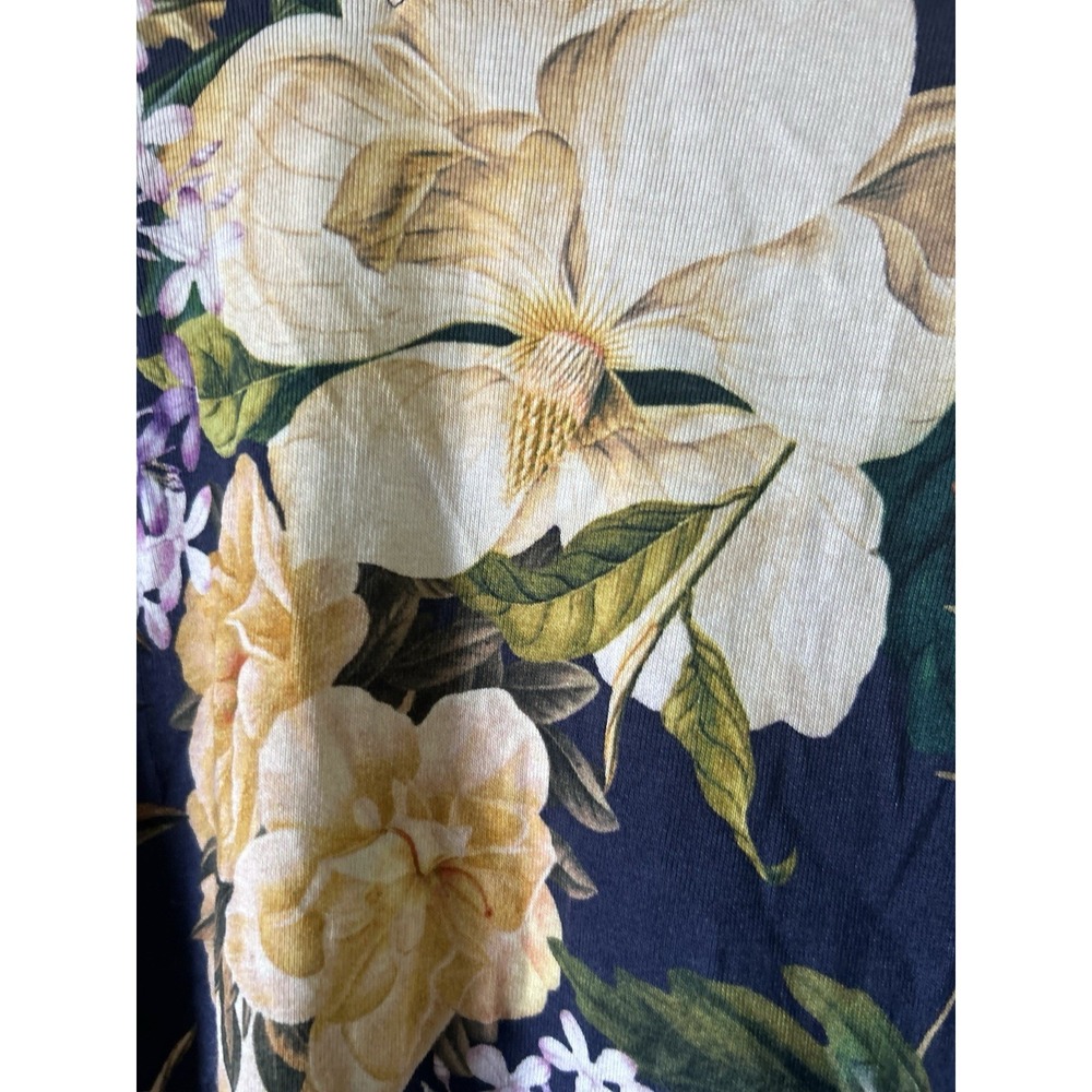 Chicos Top Floral Womens Sz 2 Large Pima Cotton 3/4 Sleeve V Neck Career Office - Picture 4 of 8
